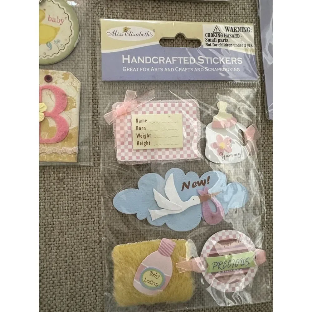 NWT Assorted Baby Girl Sticker and Embellishment Lot - Pink